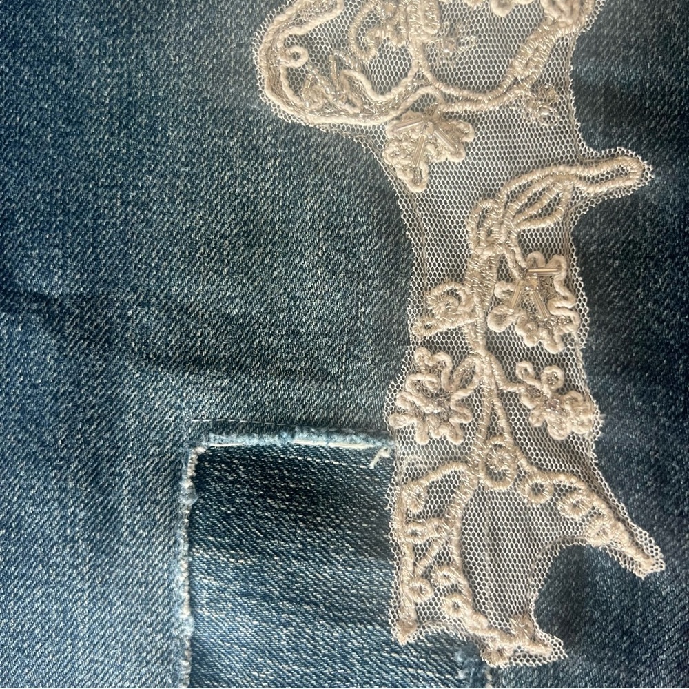 Lauren Ralph Lauren Lace Sequin Patchwork Tapered Jeans*NWT - Picture 6 of 12